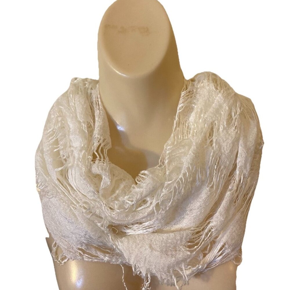 Rue 21 Etc Infinity Scarf Womens Creamy Open Weave Lace BOHO Prairie Peasant